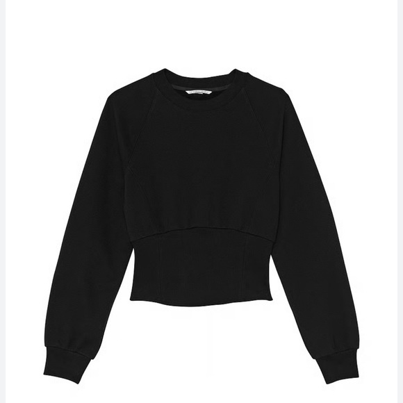 Black VICTORIA'S SECRET Cotton Fleece Fitted Corset Crewneck Large - Picture 2 of 5